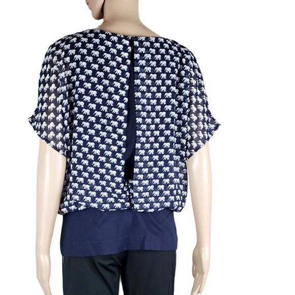 CAbi Parade Navy Layered Split Back Shirt - Picture 3 of 6